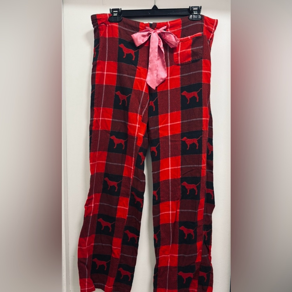 Vintage PINK Victoria's Secret ladies Plaid Pajama Bottoms - Red and Black